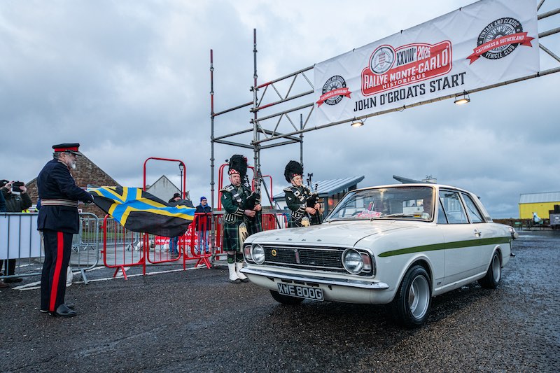 car at the start of the 100th Monte Carlo Rally in John O Groats
