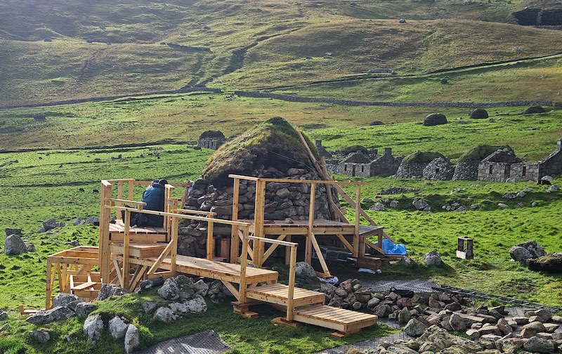 The cleit known as 'Lady Grange's House' has been sympathetically repaired as close to the original St Kildan structure as possible.