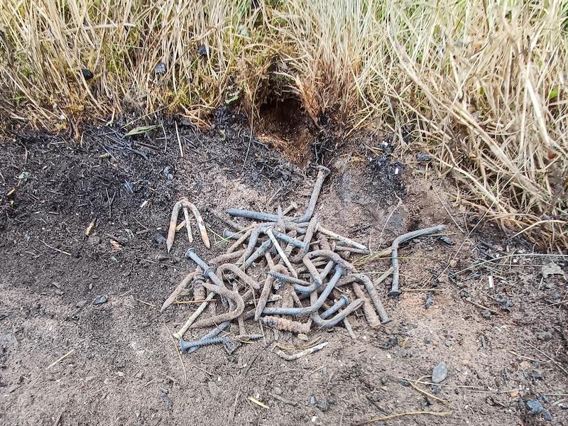 Nails and screws have been found in the remains of fire pits posing a potential hazard to other visitors, pets and wildlife.