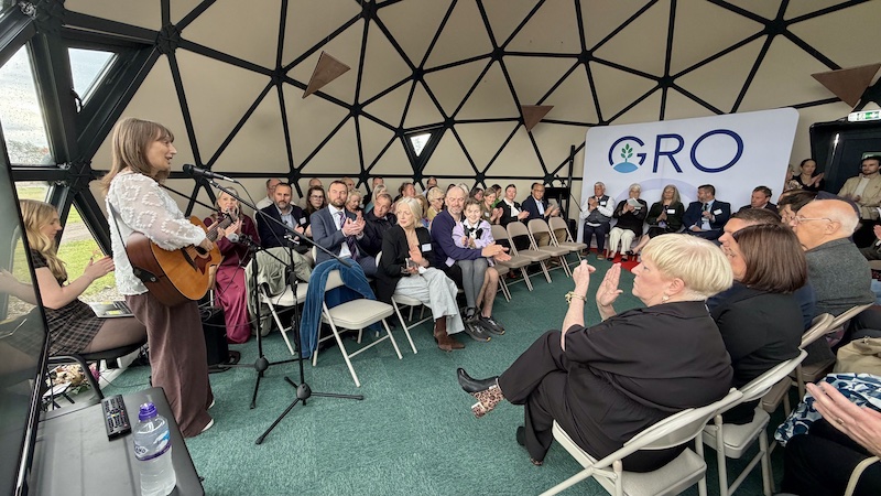Local artist Olivia Ross performs at the Opening of the new Events dome. It is hoped local and national acts can help create new opportunity for Tain's young people.
