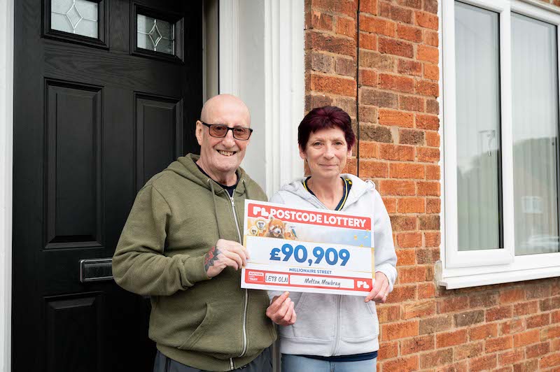 HAPPIER TIMES AHEAD: Dave and Jackie with winnings after health ordeal